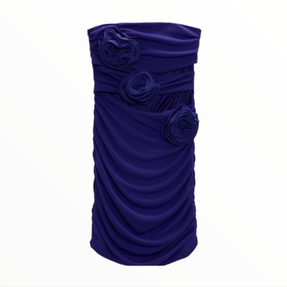 Floral Cut Out Bluish Dress Size S - Picture 9 of 11